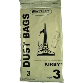 EnviroCare Kirby Style 3 Vacuum Cleaner Bags, 3-Pack, Paper, Compatible with Kirby Heritage II & Legend, Lightweight, 1.9 inches Deep