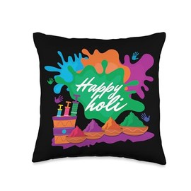 Colourful Powder Holi Spring Holi Festival Of Colors Holi Throw Pillow