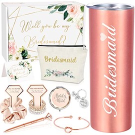 Bridesmaid Proposal Gifts, Will You Be My Bridesmaid Gift Box, Engagement Wedding Gifts Wine Tumbler Bridal Bachelorette Party Gifts for Bridesmaids