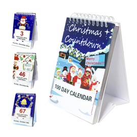 CHIHOLEN 100 Day Christmas Countdown Calendar 2025, Christmas Advent Calendar 2025 with Week Dates, Desktop Advent Calendar for Home Office Room Decor, Xmas Count Down Gift