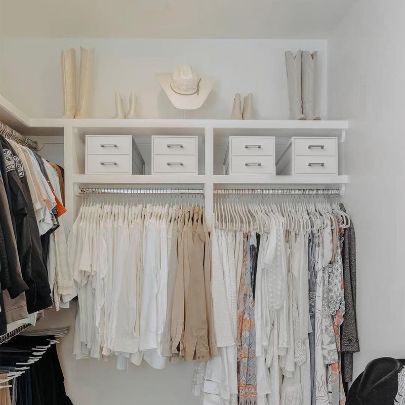 BOLUO Stackable Storage Drawers Closet Organizers and Storage Fabric White
