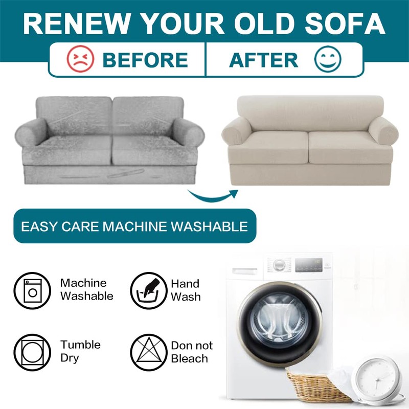 Turquoize 3 Piece T Cushion Sofa Slipcovers Stretch Couch Cover