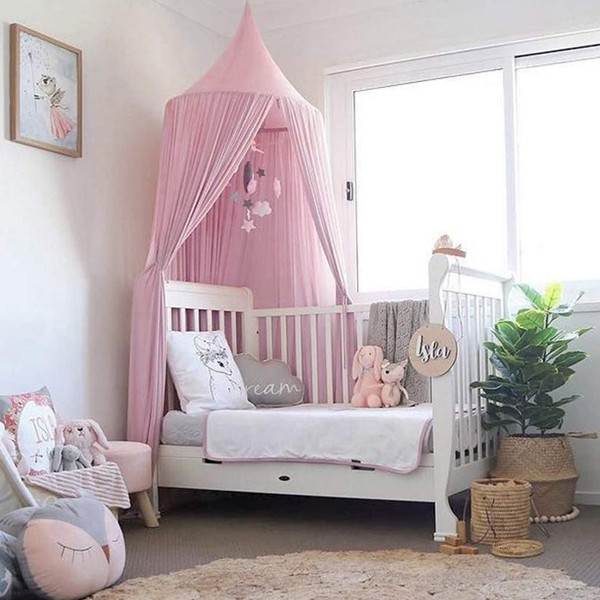 Nideen Bed Canopy,Bed Canopy for Girls,Bed Canopy for Boys,Chiffon Mosquito Net,Mosquito Net,Play Reading Tent,Tent,Round Dome Mosquito Net,Princess Mosquito Net,Room Decoration for Baby(Pink)