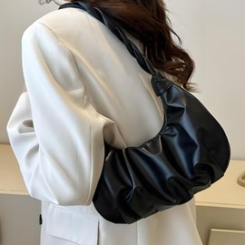 AEESRRU Women's Handbag, Women's Handbags, PU Leather Shoulder Bag with, Fashionable Women's Bag with Zip, Travel Bag (Black), black