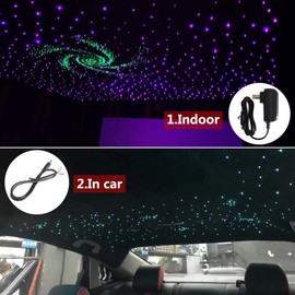 Car Fiber Optic LED Lights 400 Strands 0.03in 9.8ft Long Cable Optical Fiber Star Headliner Ceiling Kit 6W Music Mode Remote Roof Lighting