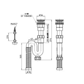 SANEI PH786-32 S-Trap Hose with Blows, Easy Positioning, Pipe Diameter 1.3 inches (32 mm), Resin