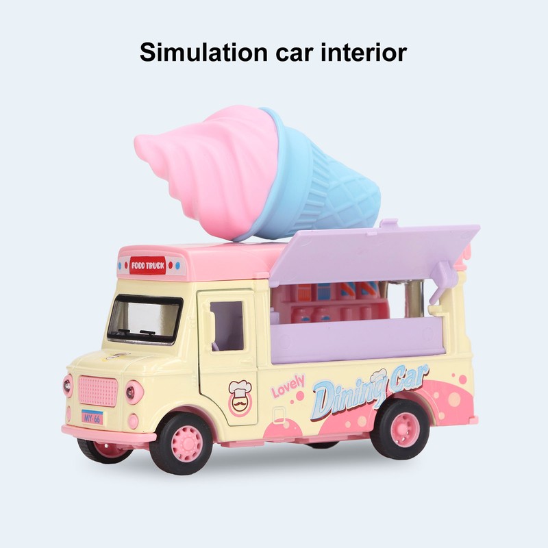 1:36 Magnetic Induction Alloy Die Cast Food Truck Kid Light