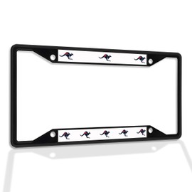 Fastasticdeals Metal Insert License Plate Frame Australian Kangaroo Flag Weatherproof Car Accessories Black 4 Holes Solid Insert