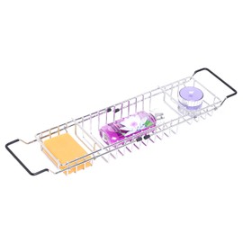 Expandable Metal Bathtub Caddy with, Rubber Handles