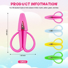 Mini Scissors 5 Pack, Tiny Needlepoint Scissors with Protective Covers