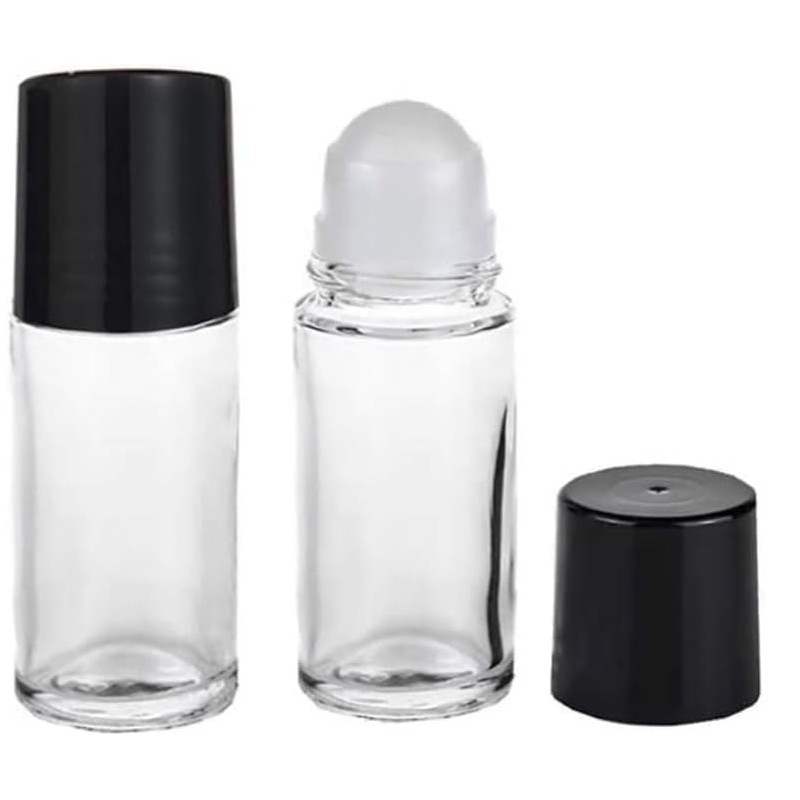 Juroicessry 2Pcs Black 30ML Clear Empty Glass Essential Oil Roller