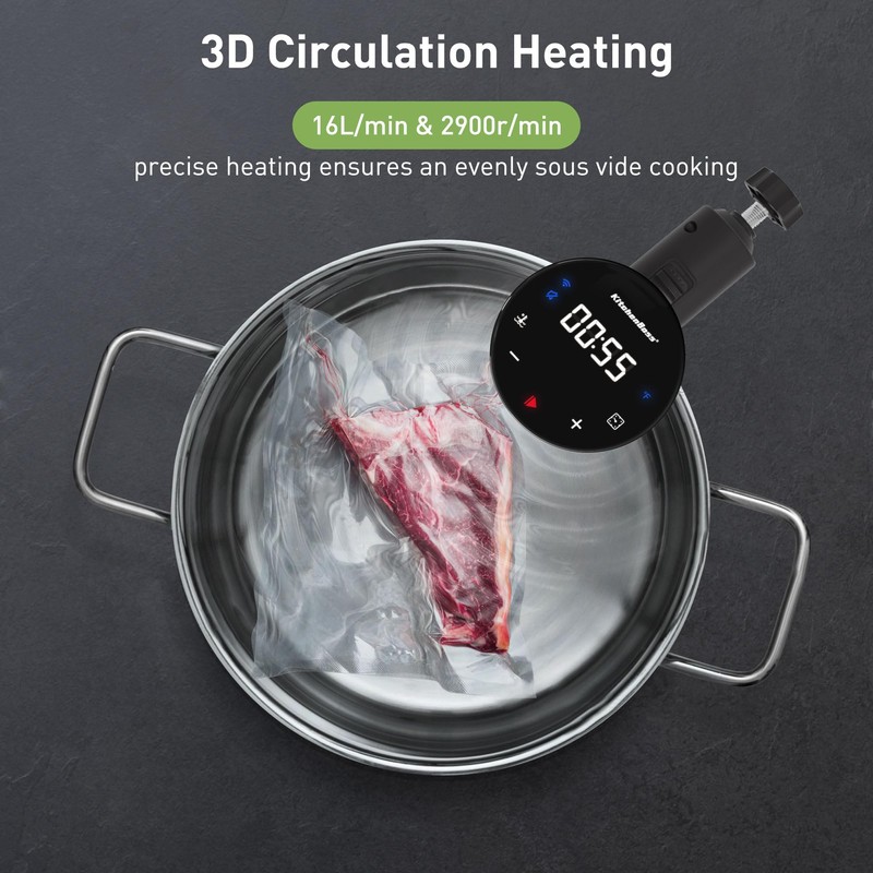 KitchenBoss Wifi Sous Vide Cooker: Ultra-quiet Sous Vide Machine Immersion
