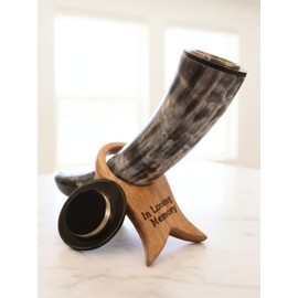 Horn Urn Very Unique & Beautiful Cremation Urn Made with Genuine Horn -Urn Memorial Keepsake for Human Men, Women & Pets- Engraved Stand -Decorative Urn with Stand