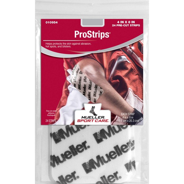 Mueller Pro Strips for Abrasion Control, 4" x 8" Pre-Cut Strips, 24-Count