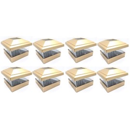 Solar Power Outdoor Garden 5 x 5 LED Post Deck Cap Square Fence Light Landscape Lamp Lawn PVC Vinyl Wood (Copper - 8 Pack)