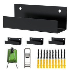 4Pcs Wall Tile Hanger Bracket, Ladder Wall Bracket, Wheelbarrow Storage Bracket For Garage, 5in Length, 1.6in Inner Width, Heavy Duty 2.1mm Thicker Cold-rolled Steel Wall Hanger Fastener Bracket Black