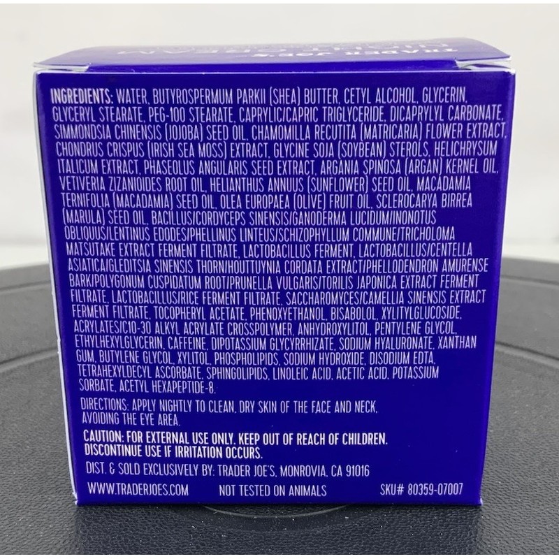 Trader Joe’s Night Cream Irish Sea Moss Extract Fermented Mushroom