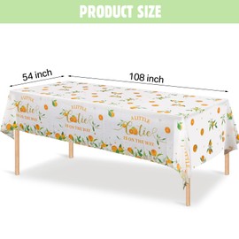 Tegeme Little Cutie Tablecloth Orange Fruit Party Supplies Little Cutie is on The Way Disposable Plastic Table Cover for Citrus Baby Shower Birthday Tangerine Decoration, 54 x 108 Inches(3 Pack)