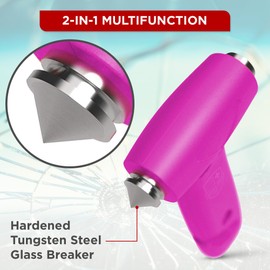 Swiss Safe 5-in-1 Emergency Car Safety Hammer – Car Window Breaker & Seatbelt Cutter, Heavy-Duty Escape Tool for Vehicle Emergencies and Auto Kits – Pink, 1 Pack