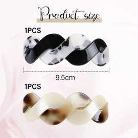 Kotkiddy Women's Large Retro Automatic Hair Clips, French Vintage Hair Clips, Thick Hair Clips, Hair Barrettes for Women, Pack of 2