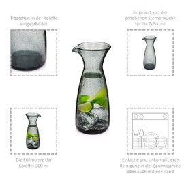 Sänger | Glaskaraffe London, Karaffe grau für Wasser und Saft, Glasflasche 1 Liter, Wasserkaraffe durchsichtig, Wasserkrug spülmaschinenfest, Weinkaraffe, Wasserkaraffe Glas, Karaffe Glas ​| 1000 m
