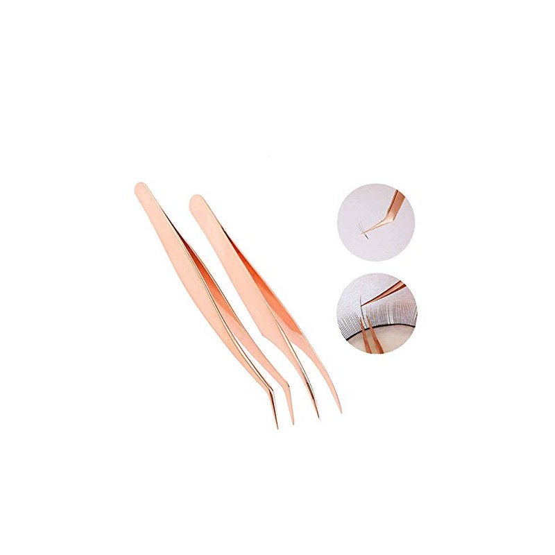 1Set Lash Tweezers, Lashes Extension Curved Tweezers Stainless Steel Lash