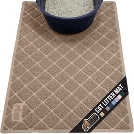 GORILLA GRIP Cat Litter Box Mat, Water Resistant Kitty Litter Trapping Mat, Textured Backing, Easy to Clean, Less Waste and Clean Floors, Kitten Supplies for Indoor Cats, Soft on Paws, 30x20 Beige