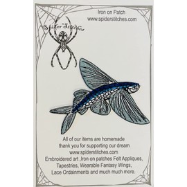 Flying Fish cod Iron on Patch Gliding Fish Freedom Barbados Orchid Island Cozumel flyingfish