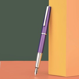 Hongdian 920 Purple Metal Fountain Pen, Iridium Extra Fine Nib Classic Pen, Includes Refillable Converter and Pen Pouch