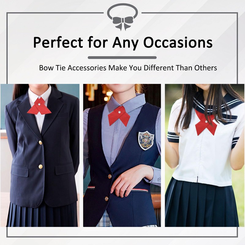 Mantieqingway School Uniform Pre Tied Bows for Girls Women Solid