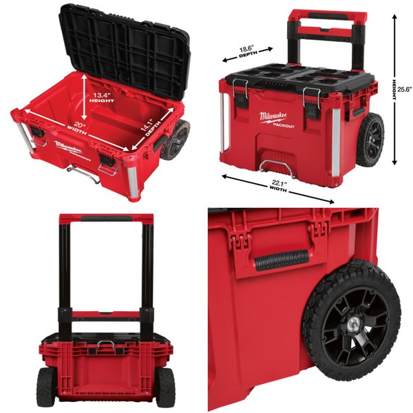 Milwaukee Packout Rolling Tool Box, 22 in. 250 lb Capacity, Impact Resistant