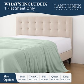Lane Linen 100% Organic Cotton Full Size Flat Sheet Only (81"x96") - Super Soft 100% Cotton Full Flat Sheet - Lightweight & Durable Cotton Bed Sheet - Cool Blue
