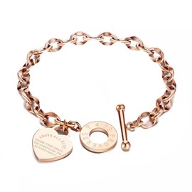 Mayeujds Heart-shaped women's bracelet Cute adjustable size bracelet, holiday, friends gifts (rose gold)