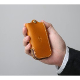 Porco Rosso Key Case, Smart Key Case, Men's, Women's, Leather, Original Tochigi Leather, Made in Japan, Camel: brown zipper