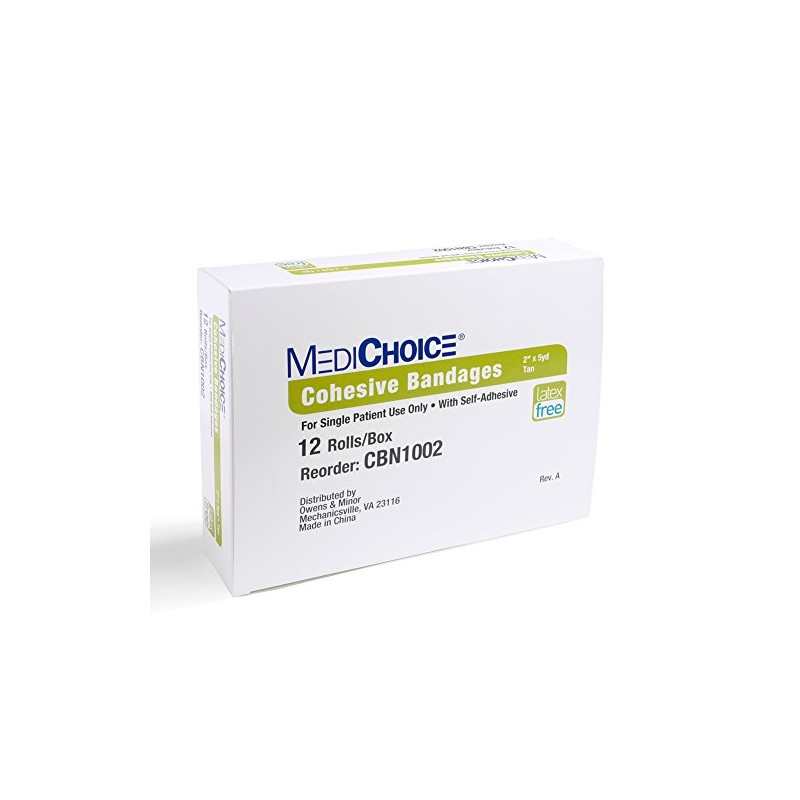 MediChoice Non-Sterile Cohesive Bandage, 2" x 5 Yards, Self Adhesive