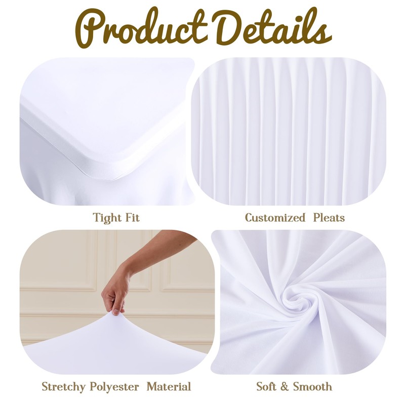 Little Funny 2 Pack White Spandex Tablecloth for 6 Foot