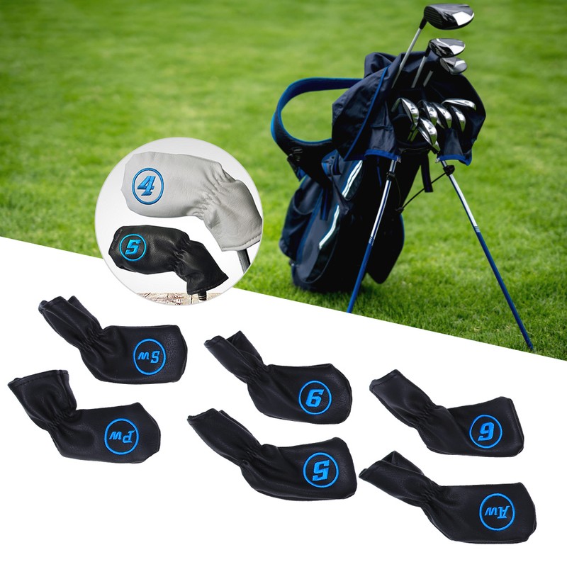 9PCS PU Leather Waterproof Thicken Plush Golf Putter Head Cover