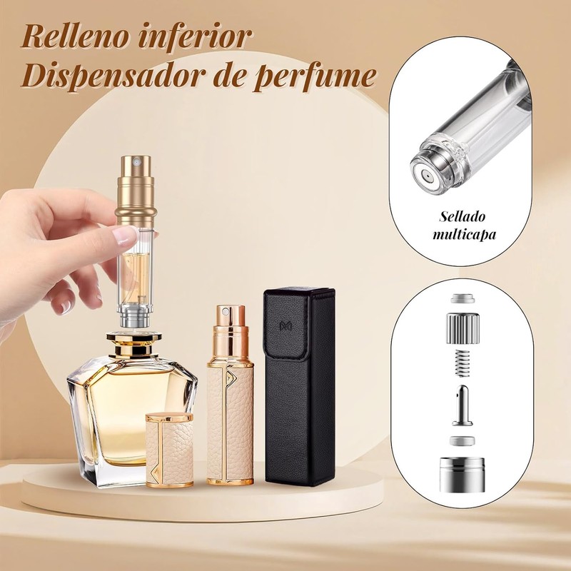 Mini Atomizador Perfume, Porta Perfume para Viaje, Perfumeros de Bolsillo
