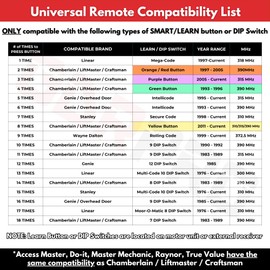 2X Universal Garage Door Opener Remote, Replaces Clicker 375LM, 375UT, KLIK1U, Compatible with LiftMaster, Chamberlain, Genie, Linear – Dual Door or Gate Control – Learn Button & Dip Switch Ready