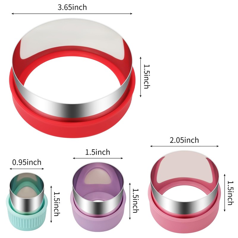 ALLTOP Round Cookie Cutter Set – 4 Different Sizes of