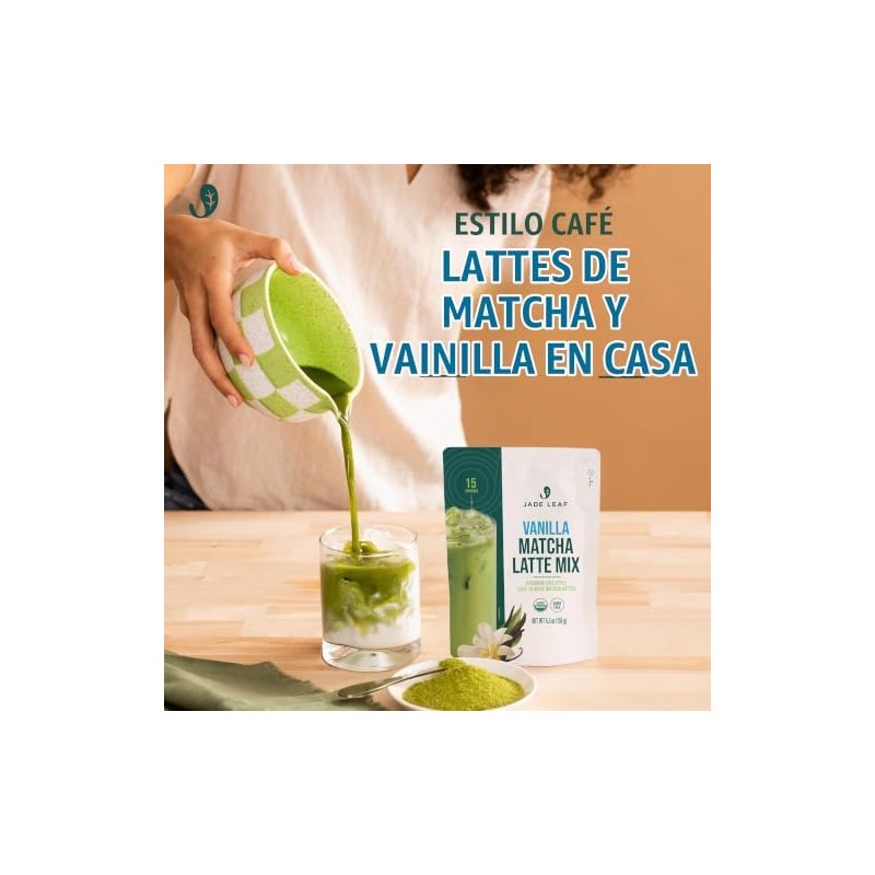 Jade Leaf Matcha Latte Mix Sabor Vainilla, Rinde 15 Porciones,
