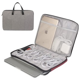 13.3inch Laptop Carry Bag Sleeve Multifunctional Electronic Accessories Organizer Carrying Protective Case Business Briefcase Handbag Waterproof Accessory Pocket for Macbook Air/Pro,Notebook,Ultrabook