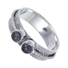 JEWELSTREZORO Rutilquarz Edelstein-Bandring für Herren und Damen, alle Größen, 925er-Sterlingsilber, handgefertigter Geschenkartikel, Schmuck TSR112M_71 (22.6)