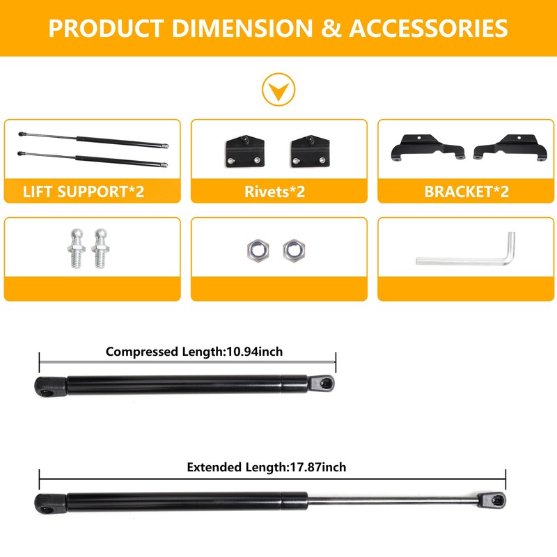 RERPRO Hood Struts Lift Support Assist Kit Compatible with 2018-2024