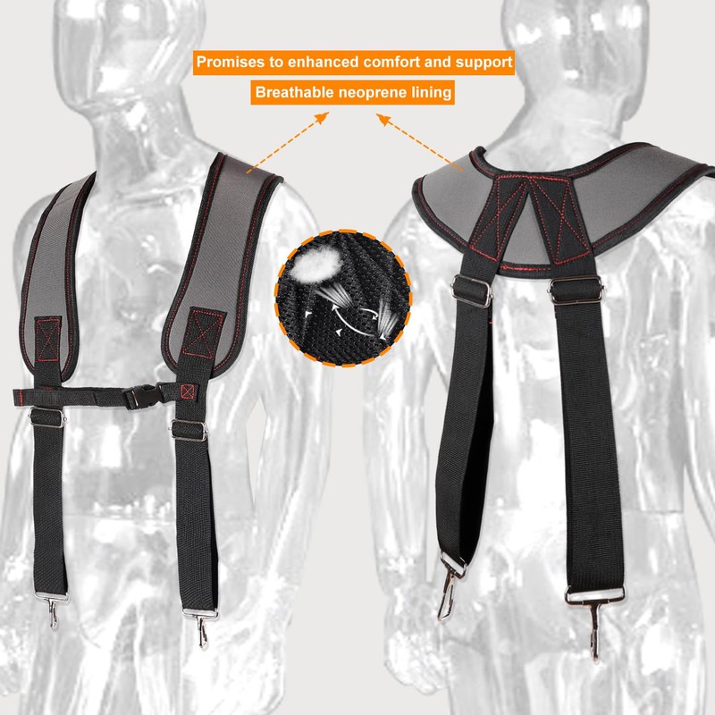 Tool Belt With Suspenders, 22 Pockets Tool Bags, Multi-Functional Adjustable