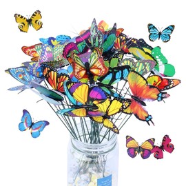 50PCS Butterfly Decorations, 11.8 inch Butterfly Stakes Ornaments Artificial Waterproof Colorfuli Butterflies for Flower Bouquet Outdoor Indoor Yard Art Patio Plant Pot Flower Bed Home Décor