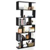 BETTARY 6-Tier Bookshelf, Freestanding S-Shaped Geometric Display Shelf, Modern Tall