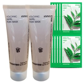 Innisfree Volcanic Pore Dual Mask (110g) 2pcs + (Green Tea Mask 10 sheets) / 이니스프리 화산송이 모공 듀얼 마스크(110g) 2개+(그린티 마스크10매)