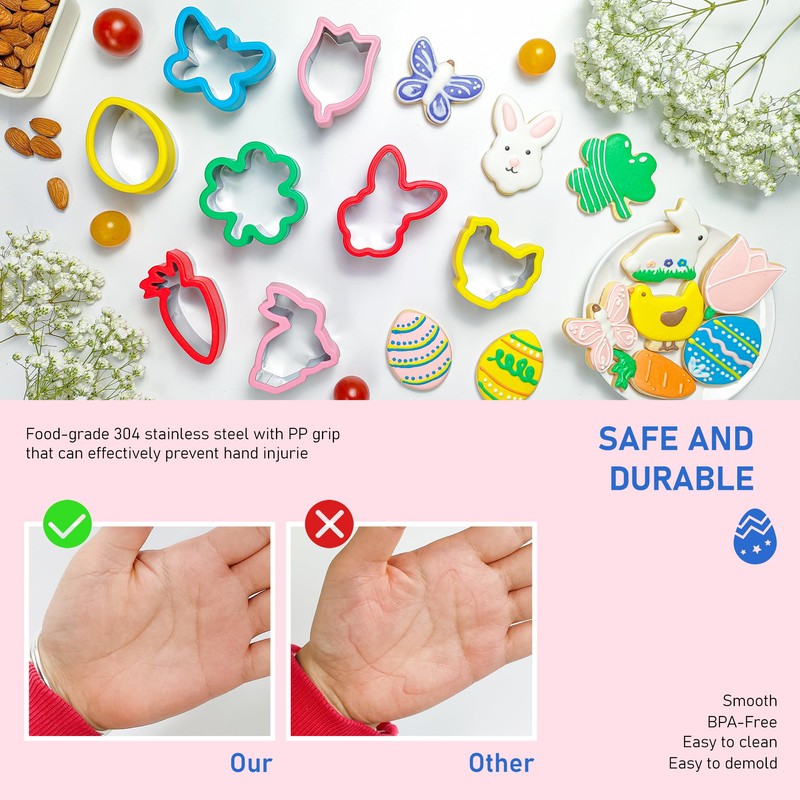 8-Piece Easter Cookie Cutter Set, Bread Cutters for Children, Sandwich