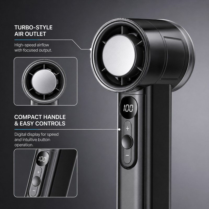 Portable Handheld Fan for Personal Cooling – USB Rechargeable Mini